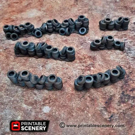 Tabletop Terrain Scatter Terrain Tire Obstacles - Apocalyptic Scatter Terrain