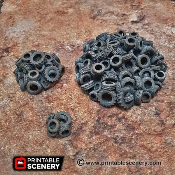 Tabletop Terrain Scatter Terrain Tire Obstacles - Apocalyptic Scatter Terrain