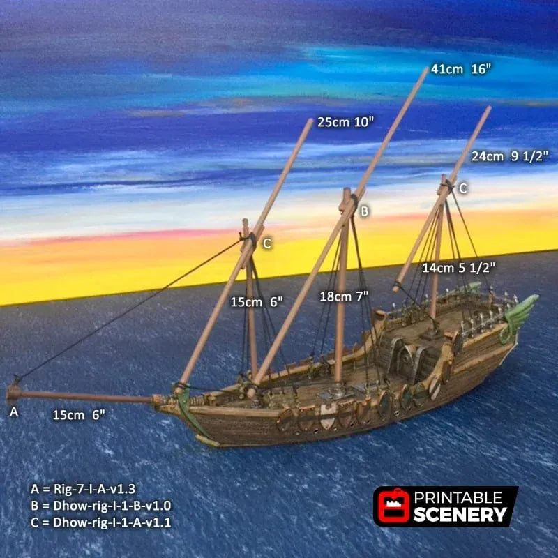 Tabletop Terrain Ship Dhow - Pirate Merchant Ship