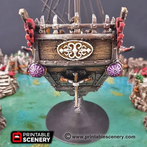 Tabletop Terrain Ship Flying Dhow - Flying Pirate Merchant Ship