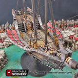 Tabletop Terrain Ship Flying Dhow - Flying Pirate Merchant Ship