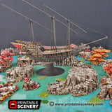 Tabletop Terrain Ship Flying Dhow - Flying Pirate Merchant Ship