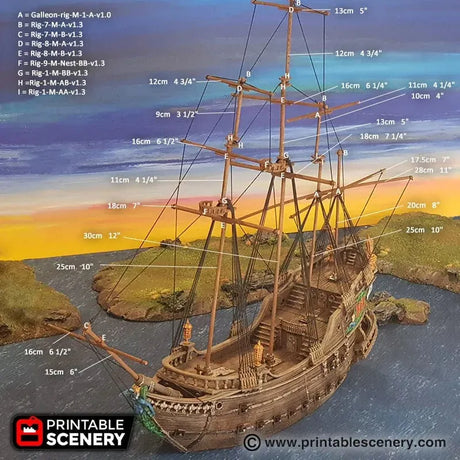 Tabletop Terrain Ship Galleon - Pirate Ship
