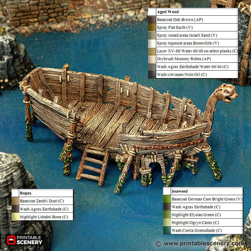 Tabletop Terrain Ship Ruined Longboat
