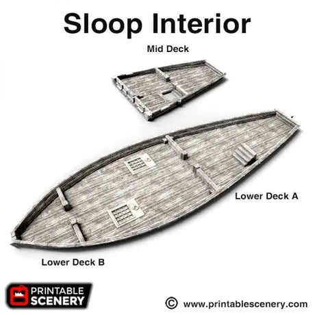 Tabletop Terrain Ship Sloop - Pirate Ship