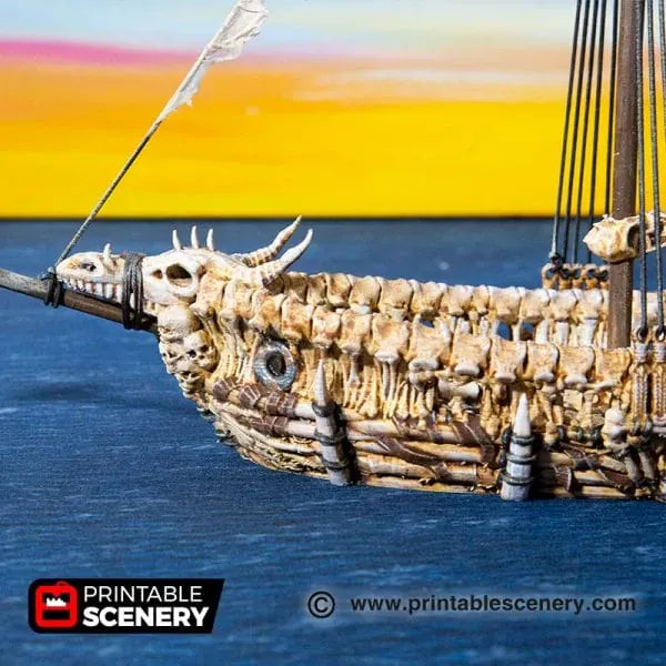 Tabletop Terrain Ship Undead Sloop - Undead Pirate Ship