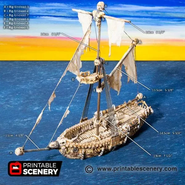 Tabletop Terrain Ship Undead Sloop - Undead Pirate Ship