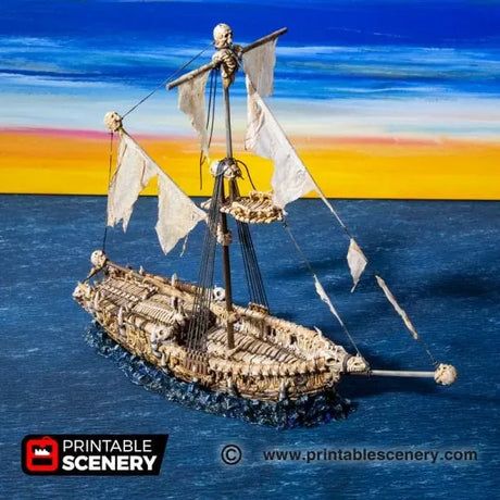 Tabletop Terrain Ship Undead Sloop - Undead Pirate Ship