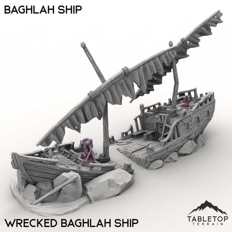 Tabletop Terrain Ship Wrecked Baghlah Ship / 32mm Baghlah Ship