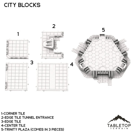Tabletop Terrain Terrain 1-Corner Tile Concrete Jungle TechScape - 6mm