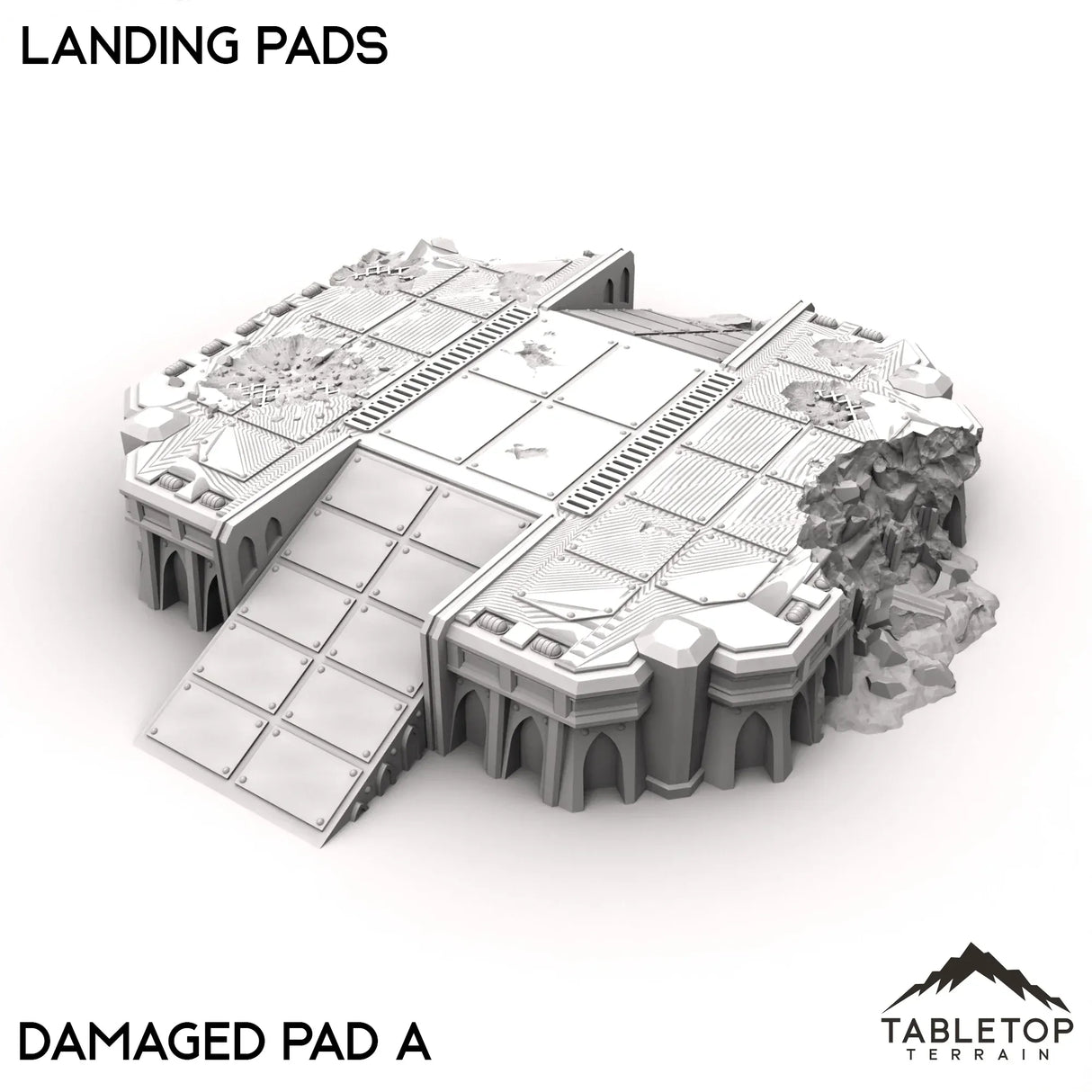 Tabletop Terrain Terrain 28/32mm / Damaged Landing Pad A Landing Pads - Phoebian V Airfield