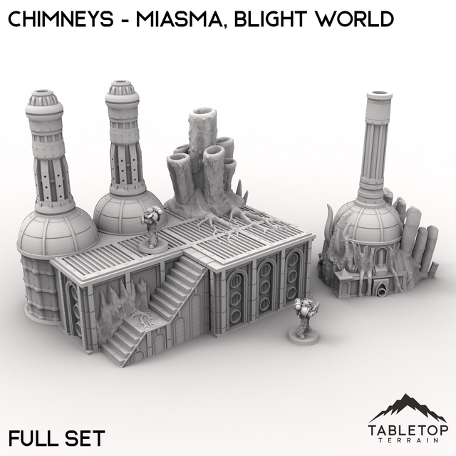 Tabletop Terrain Terrain 28/32mm / Full Set Chimneys - Miasma, Blight World