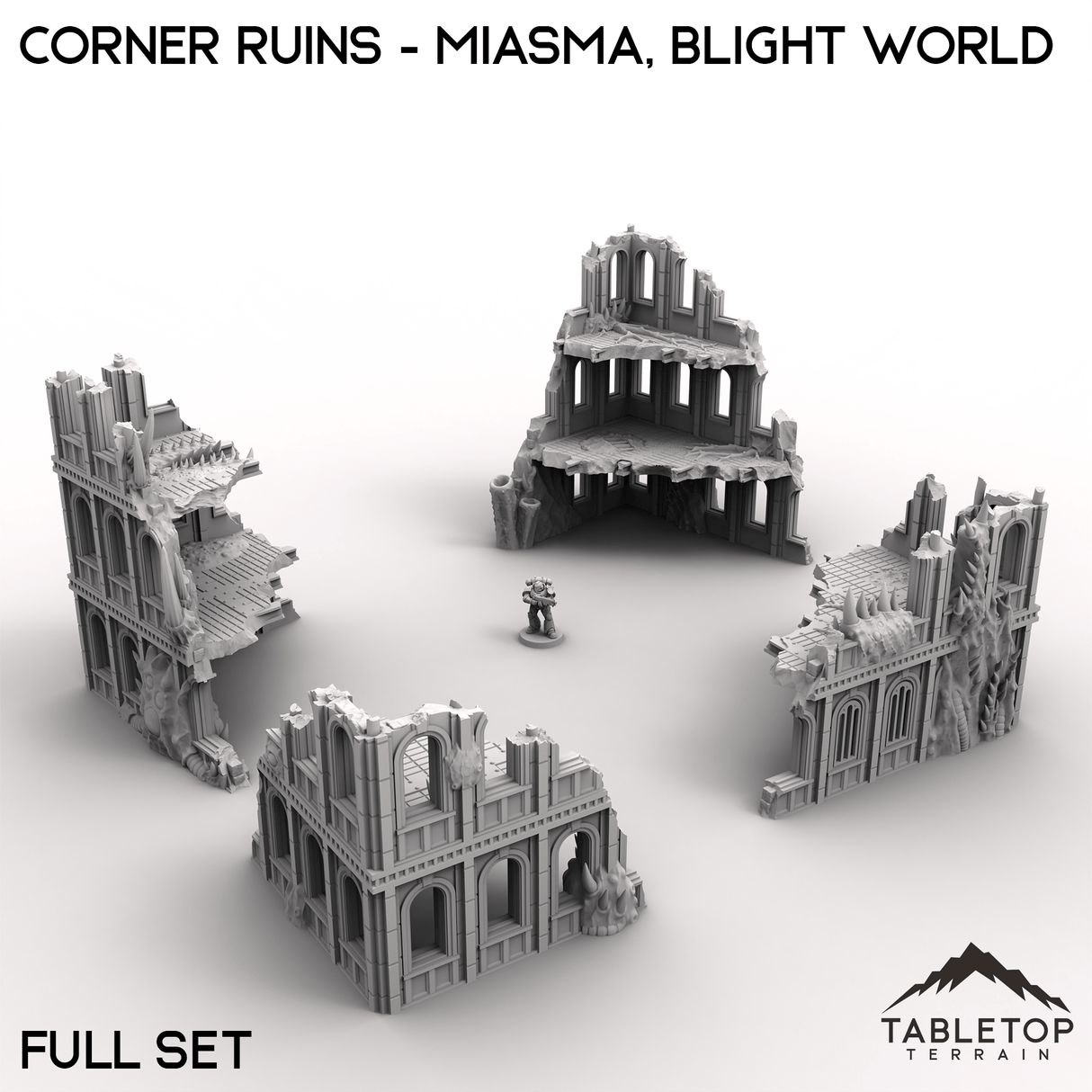 Tabletop Terrain Terrain 28/32mm / Full Set Corner Ruins - Miasma, Blight World