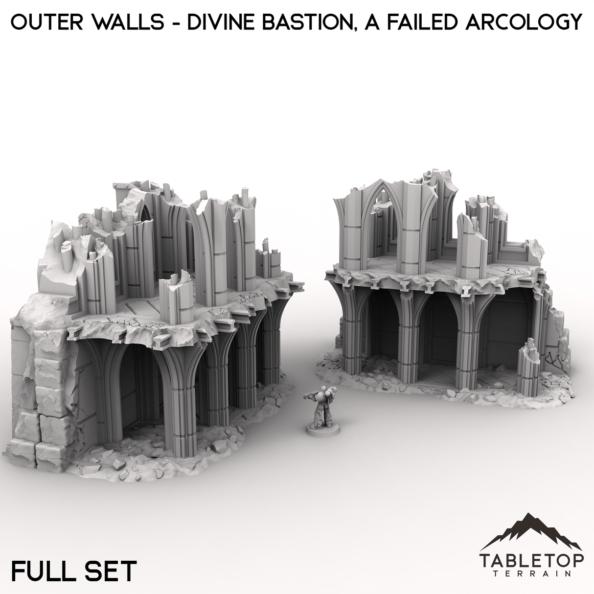 Tabletop Terrain Terrain 28/32mm / Full Set Outer Walls - Divine Bastion, a Failed Arcology