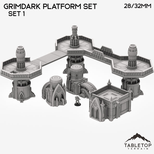 Tabletop Terrain Terrain 28/32mm / Set 1 Grimdark Platform Set - Smoke and Steel