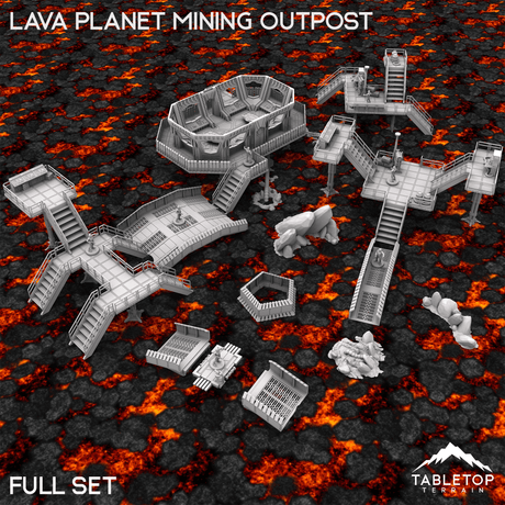 Tabletop Terrain Terrain 40mm / Full Set Lava Planet Mining Outpost