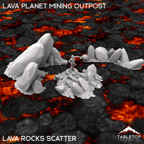 Tabletop Terrain Terrain 40mm / Lava Rocks Scatter Lava Planet Mining Outpost