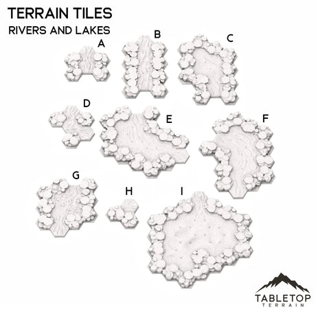 Tabletop Terrain Terrain A-River Short Straight HEXTECH Rivers and Lakes Terrain Tiles - 6mm
