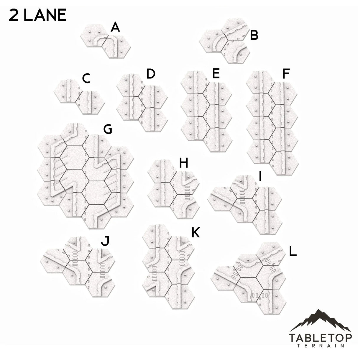Tabletop Terrain Terrain A-Two Lane Dead End HEXTECH City Streets - 6mm