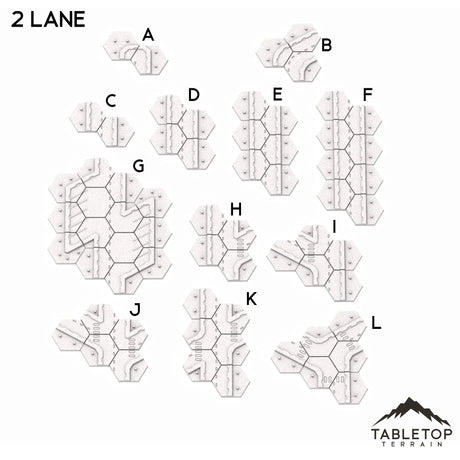 Tabletop Terrain Terrain A-Two Lane Dead End HEXTECH City Streets - 6mm