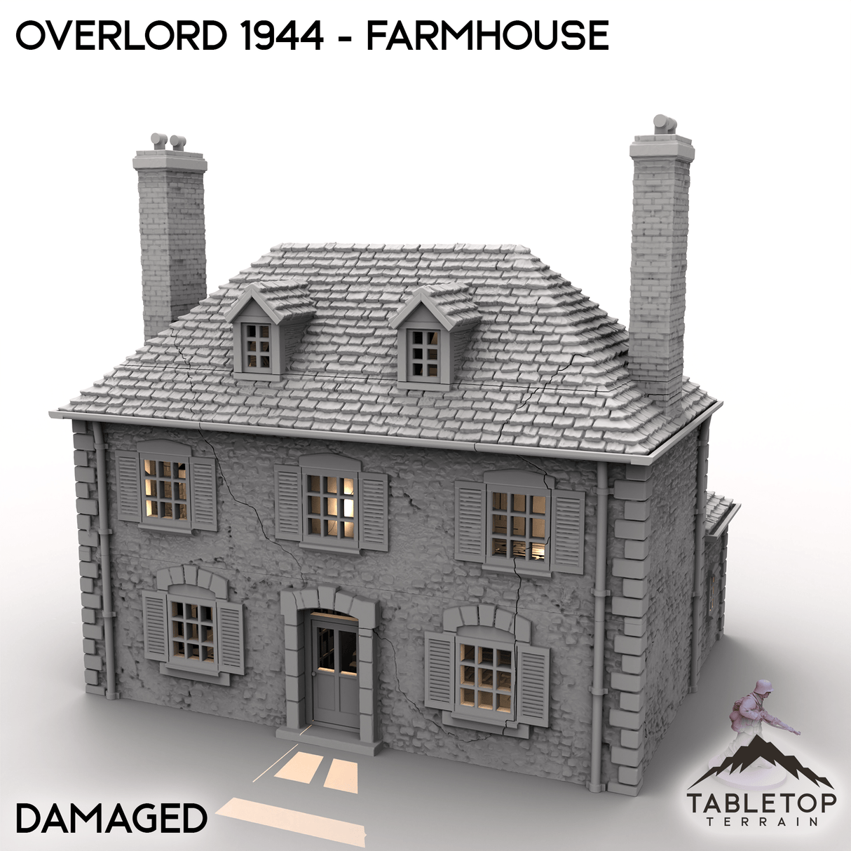 Tabletop Terrain Terrain Battle Damaged / 32mm Overlord 1944 - Farmhouse