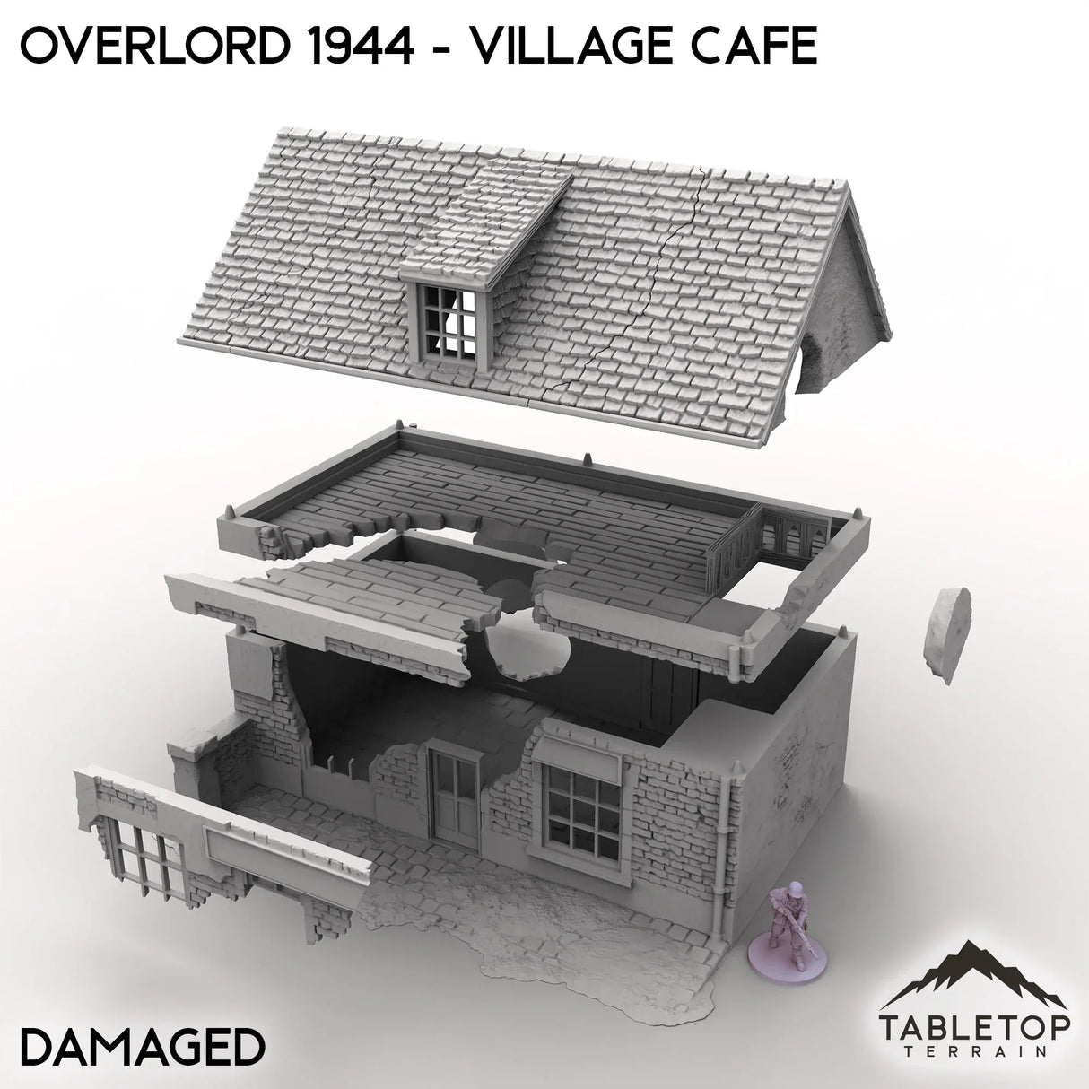 Tabletop Terrain Terrain Battle Damaged / 32mm Overlord 1944 - Village Cafe