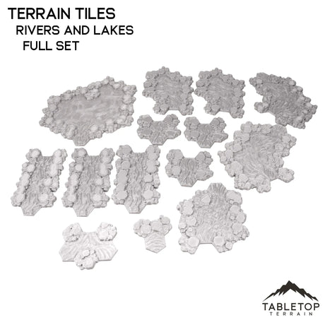 Tabletop Terrain Terrain Bundle HEXTECH Rivers and Lakes Terrain Tiles - 6mm