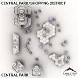 Tabletop Terrain Terrain Central Park HEXTECH Central Park/Shopping District - City Map Pack