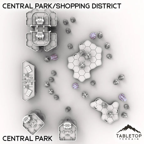 Tabletop Terrain Terrain Central Park HEXTECH Central Park/Shopping District - City Map Pack