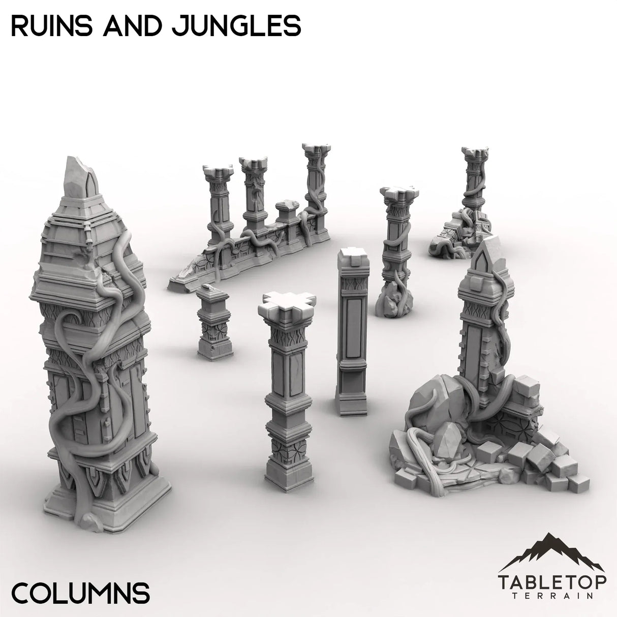 Tabletop Terrain Terrain Columns / 32mm Competitive Fantasy Ruins and Jungles