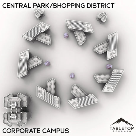 Tabletop Terrain Terrain Corporate Campus HEXTECH Central Park/Shopping District - City Map Pack
