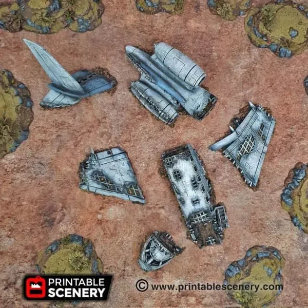 Tabletop Terrain Terrain Crashed Airplane - Apocalyptic Terrain