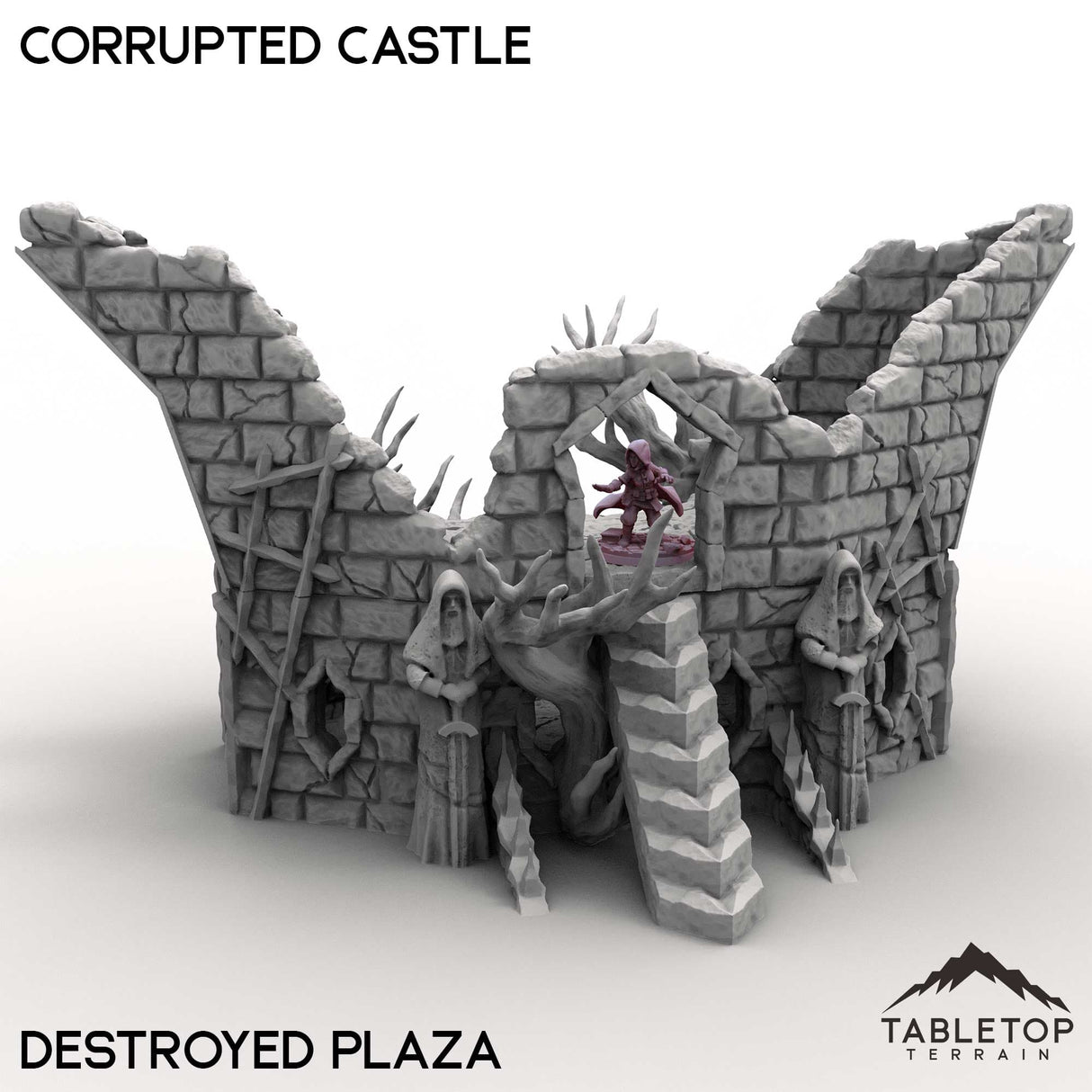Tabletop Terrain Terrain Destroyed Plaza / 32mm Corrupted Castle