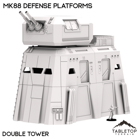 Tabletop Terrain Terrain Double Tower MK88 Defense Platforms - Imperial Base Builder