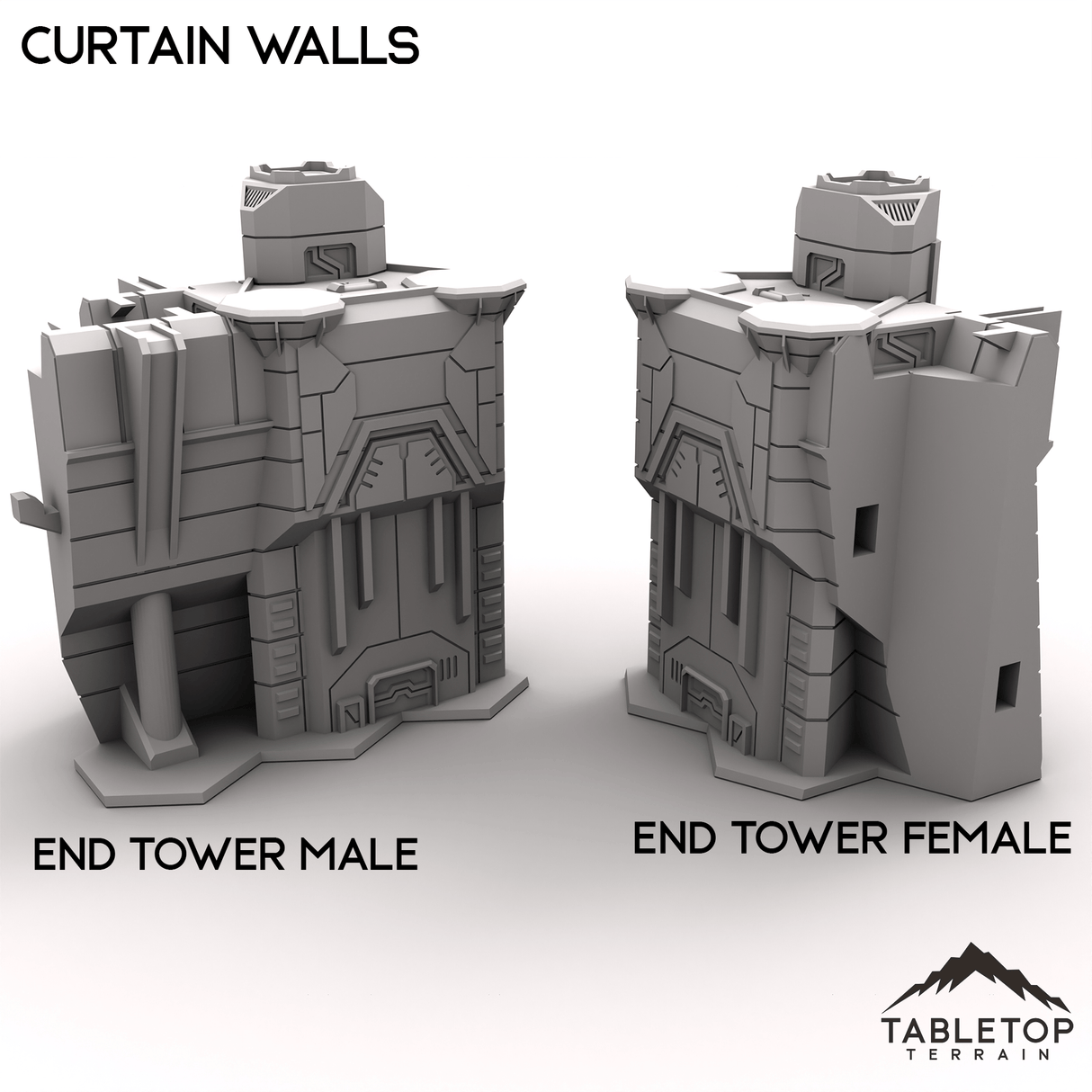 Tabletop Terrain Terrain End Tower Male HEXTECH Curtain Walls Trinity City  - 6mm