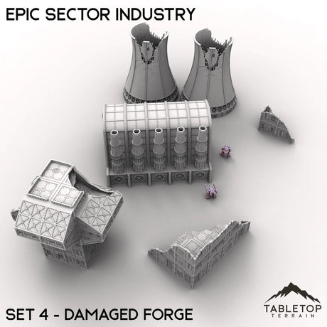 Tabletop Terrain Terrain Epic Sector Industry - Set 4 - Damaged Forge