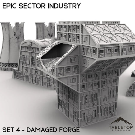 Tabletop Terrain Terrain Epic Sector Industry - Set 4 - Damaged Forge