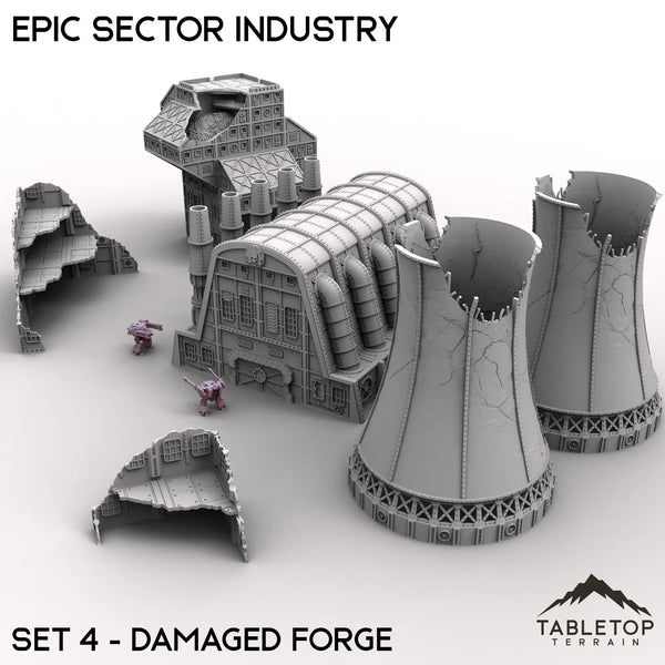 Tabletop Terrain Terrain Epic Sector Industry - Set 4 - Damaged Forge