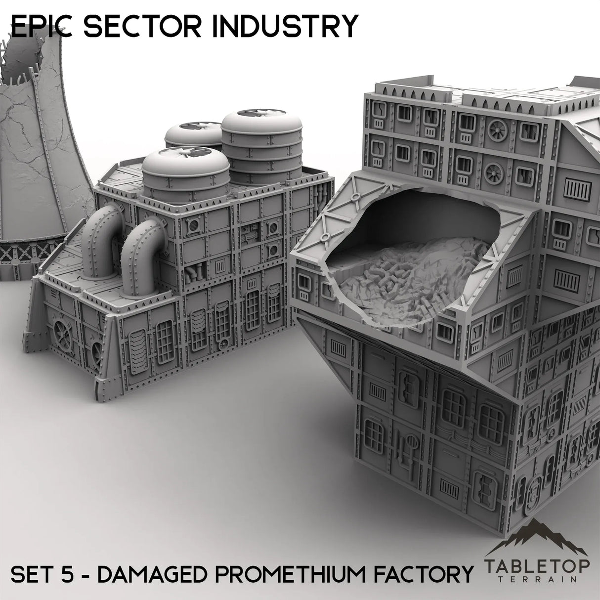Tabletop Terrain Terrain Epic Sector Industry - Set 5 - Damaged Promethium Factory