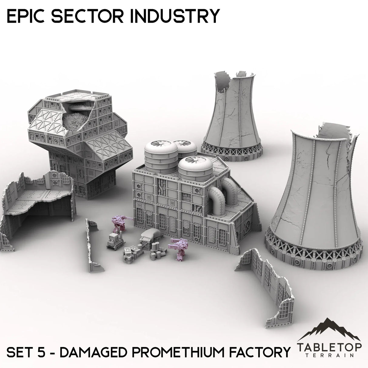 Tabletop Terrain Terrain Epic Sector Industry - Set 5 - Damaged Promethium Factory