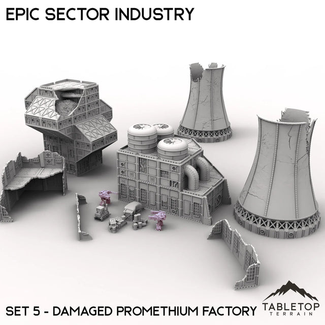 Tabletop Terrain Terrain Epic Sector Industry - Set 5 - Damaged Promethium Factory