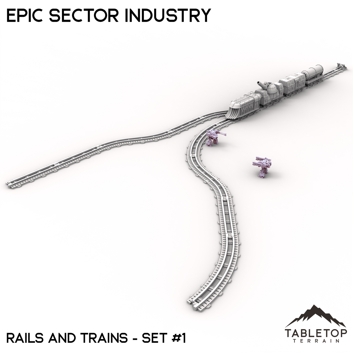 Tabletop Terrain Terrain Epic Sector Industry - Set 6 - Rails and Trains