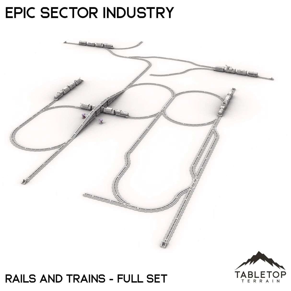 Tabletop Terrain Terrain Epic Sector Industry - Set 6 - Rails and Trains