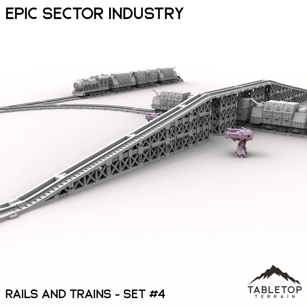 Tabletop Terrain Terrain Epic Sector Industry - Set 6 - Rails and Trains