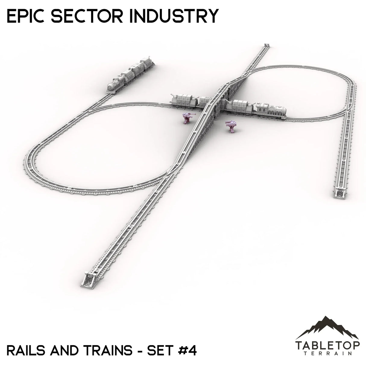 Tabletop Terrain Terrain Epic Sector Industry - Set 6 - Rails and Trains