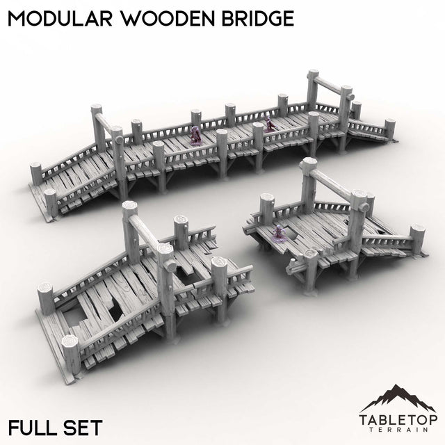Tabletop Terrain Terrain Full Set / 32mm Modular Wooden Bridge
