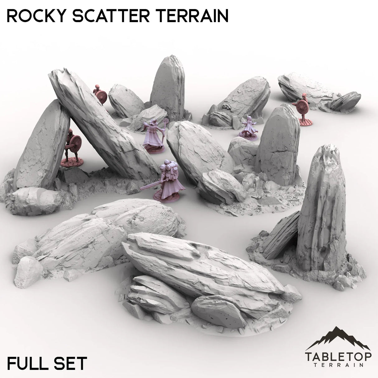 Tabletop Terrain Terrain Full Set / 32mm Rocky Scatter Terrain