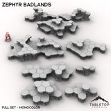 Tabletop Terrain Terrain Full Set Bundle / Monocolor (Gray) HEXTECH Zephyr Badlands Map Hill Sets - 6mm