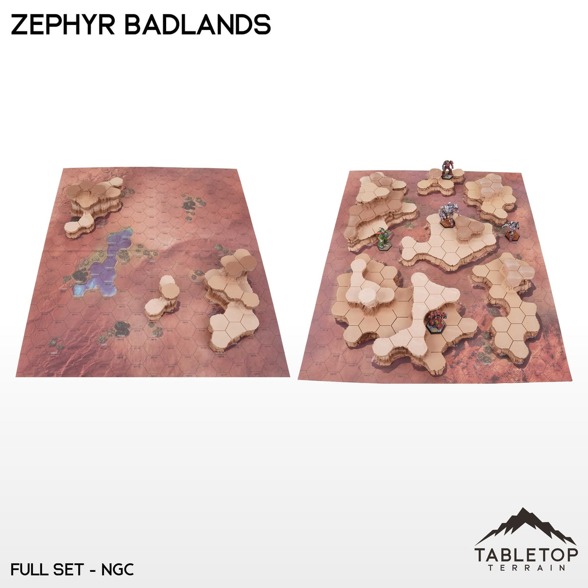 Tabletop Terrain Terrain Full Set Bundle / NextGen Color (As Shown) HEXTECH Zephyr Badlands Map Hill Sets - 6mm
