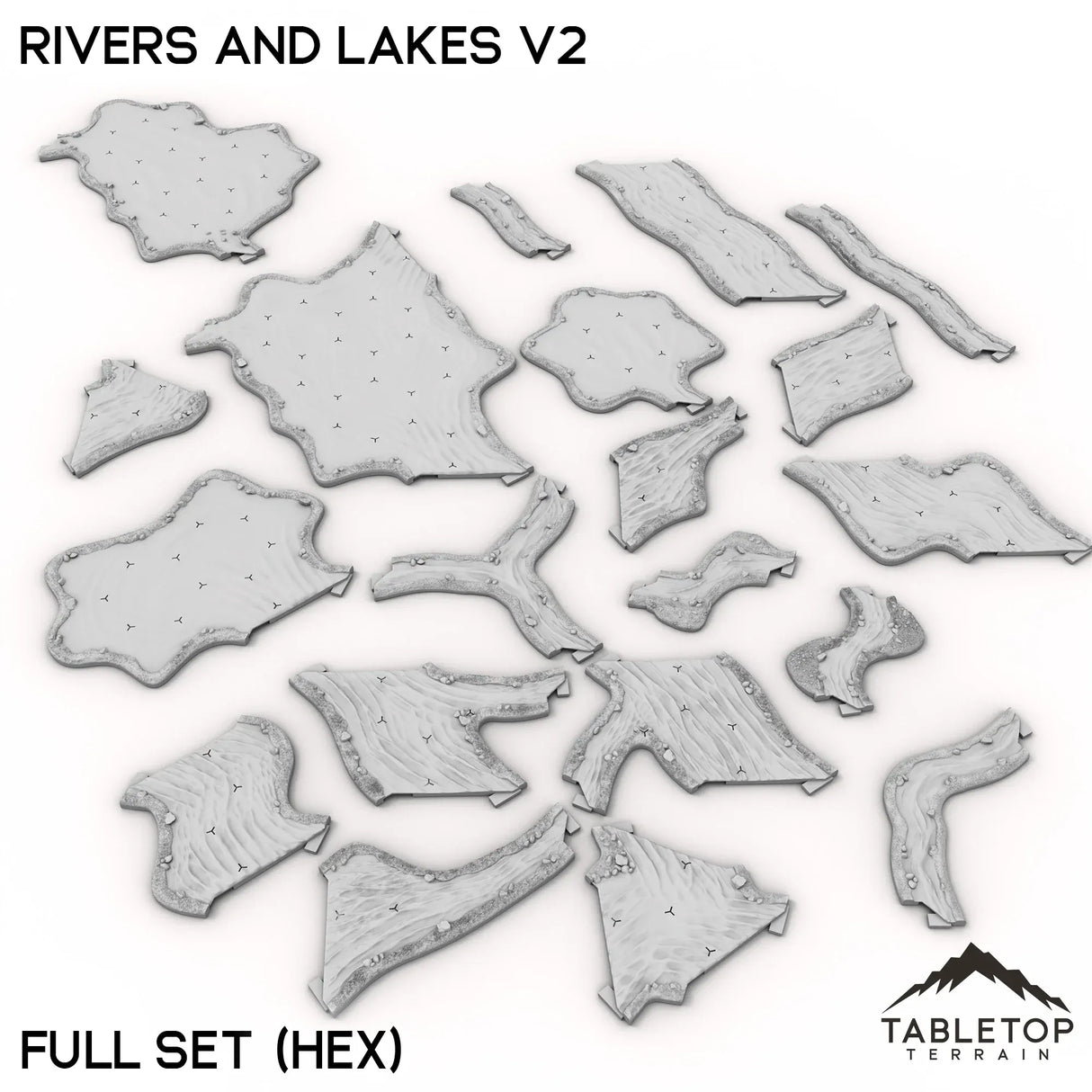 Tabletop Terrain Terrain Full Set / Hex HEXTECH Rivers and Lakes v2 - 6mm